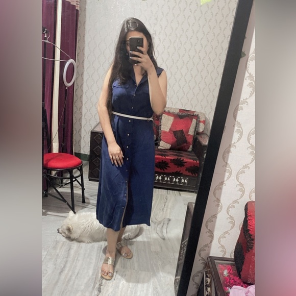 denim long dress( fade blue with white strands) - Picture 13 of 16